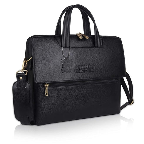 Vinay Flap Genuine Leather Slim Laptop Bag/ Office Bag Hive